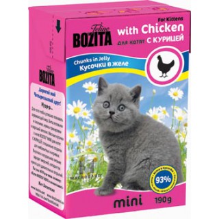 Bozita Mini для котят, кусочки в желе, с курицей (Chunks in Jelly with Chicken for Kitten)