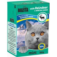 Bozita Mini для кошек, кусочки в желе, с мясом оленя (Chunks in Jelly with Reindeer)